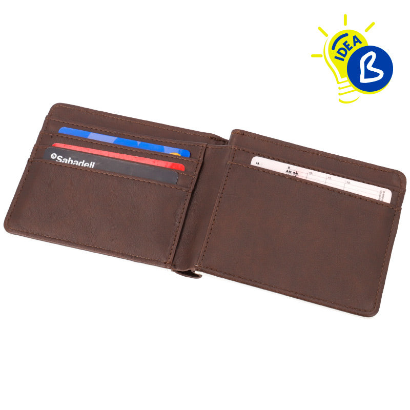 Billetera hombre polipiel marrón 10x12